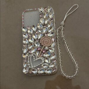 Crystal Embellished Phone Case with Strap